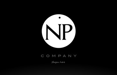 NP N P simple black white circle alphabet letter logo vector icon template © dragomirescu