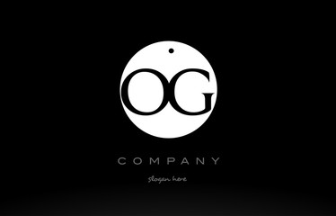 OG O G simple black white circle alphabet letter logo vector icon template