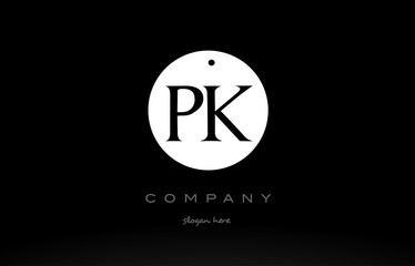 PK P K simple black white circle alphabet letter logo vector icon template - obrazy, fototapety, plakaty