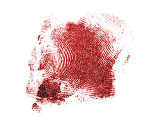 Bloody fingerprint on a white background