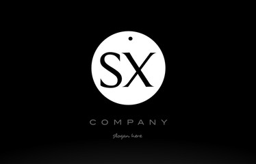SX S X simple black white circle alphabet letter logo vector icon template