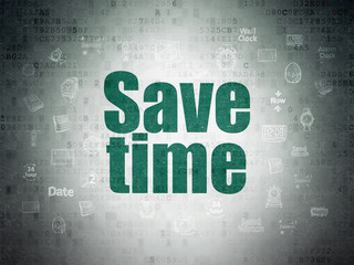 Time concept: Save Time on Digital Data Paper background