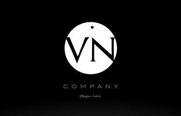 VN V N simple black white circle alphabet letter logo vector icon template