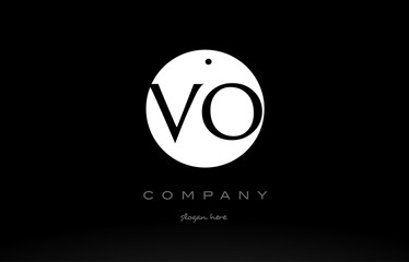 VO V O simple black white circle alphabet letter logo vector icon template