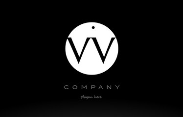VV V simple black white circle alphabet letter logo vector icon template