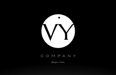 VY V Y simple black white circle alphabet letter logo vector icon template