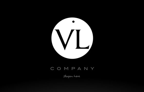 VL V L simple black white circle alphabet letter logo vector icon template