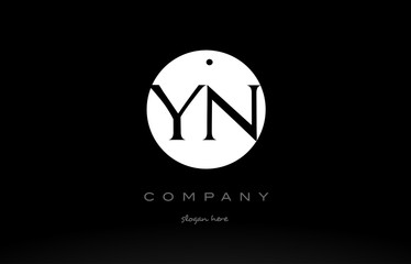YN Y N simple black white circle alphabet letter logo vector icon template