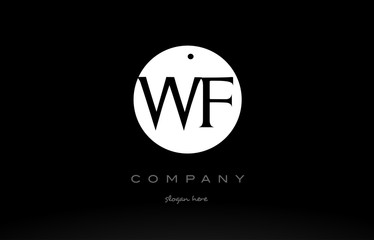 Fototapeta premium WF W F simple black white circle alphabet letter logo vector icon template