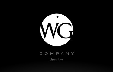 WG W G simple black white circle alphabet letter logo vector icon template