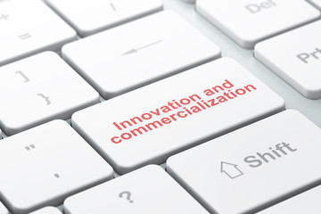 Science concept: Innovation And Commercialization on computer keyboard background
