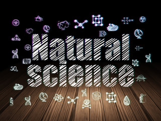 Fototapeta na wymiar Science concept: Natural Science in grunge dark room