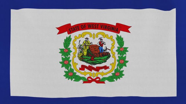 Loopable: West Virginia flag...Flag of state West Virginia waving in the wind...Seamless loop...Made from ultra high-definition original with detailed fabric texture.