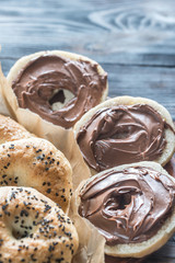Bagel with chocolate cream