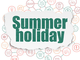 Travel concept: Summer Holiday on Torn Paper background