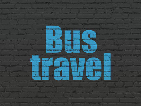 Travel concept: Bus Travel on wall background
