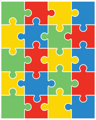 Illustration of colorful shiny puzzle, separate parts