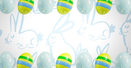 Easter eggs in front of pattern