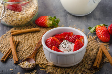 Fresh granola with organic yogurt