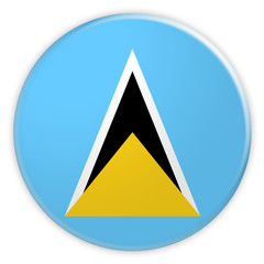 Saint Lucia Flag Button, News Concept Badge, 3d illustration on white background