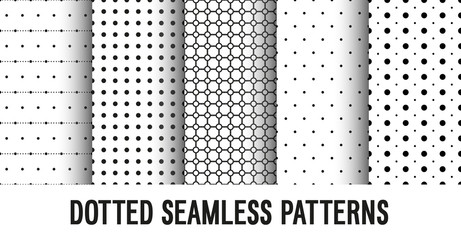 Dotted seamless patterns collection.