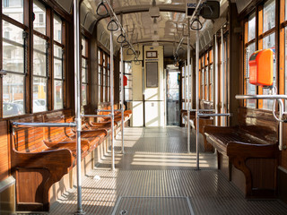 Empty Tram in Milan city