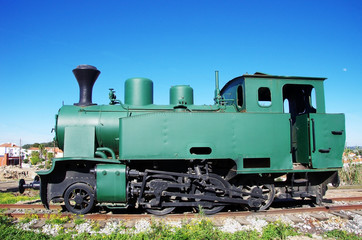 Vintage steam train in exposition at Portugal