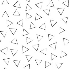 Black and white grunge abstract seamless pattern with triangles. Grunge triangles background