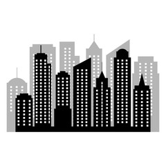 Fototapeta premium Vector city silhouette with windows. Vector Illustration