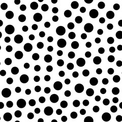 Abstract background with black and white circles. Vector seamless pattern
