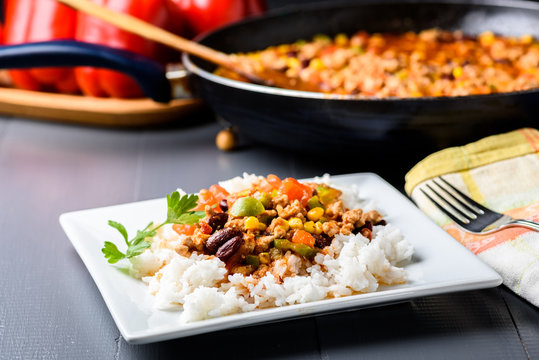 chilli con carne with rice