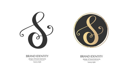 Luxury calligraphic letter S monogram - vector logo template. Sophisticated brand design