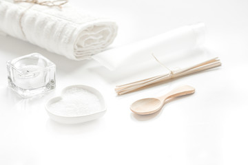 monochrome cosmetic set in SPA concept on white background