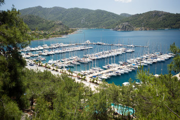 Aerial view of Martı Marina Orhaniye Marmaris Turkey
