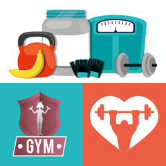 gym card fitness sport weight fruit vector illustration eps 10