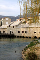 Obraz premium Traditional 17th-century watermill called 'Gaspina mlinica' on river Jadro in Solin, Croatia. Selective focus. 