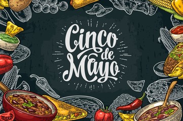 Mexican traditional food restaurant menu template with ingredient - obrazy, fototapety, plakaty