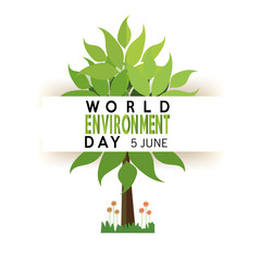 vector of a world environment day, tree and text  over white backdrop