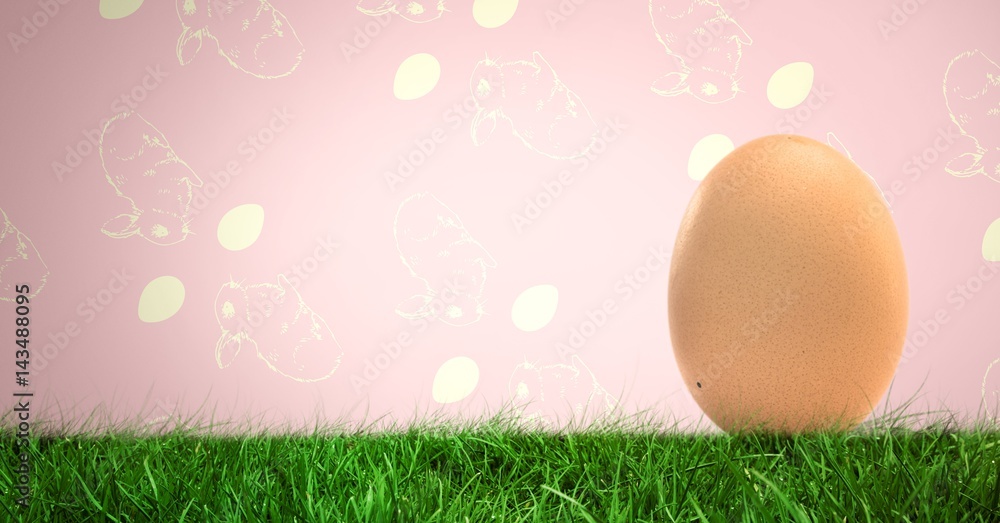 Poster egg in front of rabbit pattern