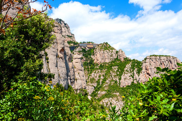 The mountain Montserrat with the Benedictine monastery of Santa Maria de Montserrat near Barcelona, Spain