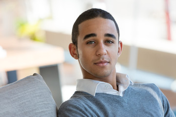 Handsome black man looking at camera