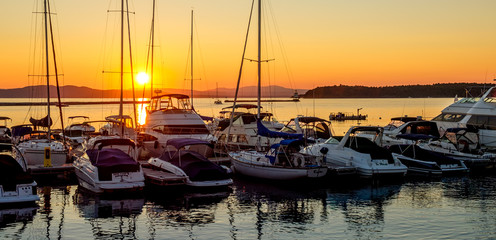 Sunset behind the marina