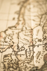 アンティークの世界地図　スウェーデン