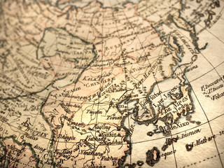 Fototapeta na wymiar アンティークの世界地図　東アジア