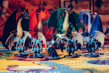 Dragon fantasy dungeon battle with wizards - Tabletop Boardgame © InfiniteSumLTD