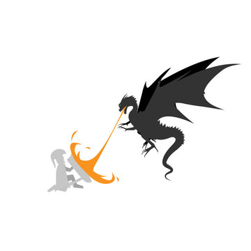 Dragon fire monsters with Knights Templar design vector