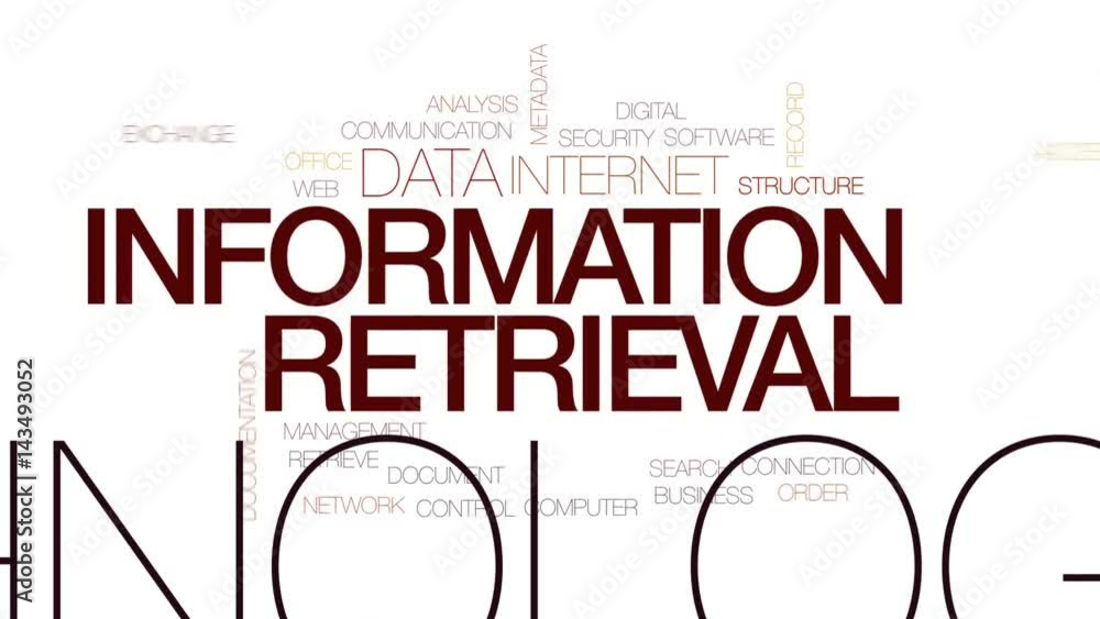 Poster information retrieval animated word cloud, text design animation. kinetic typography.