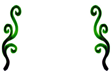 Beautiful green vintage victorian handpainted antique elements isolated on white