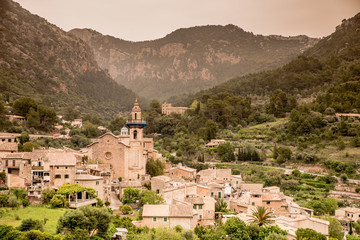 Obraz premium Valldemossa - old mountain village in beautiful landscape scenery of Mallorca, Spain