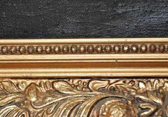 Closeup detail of old bronze gold ancient frame